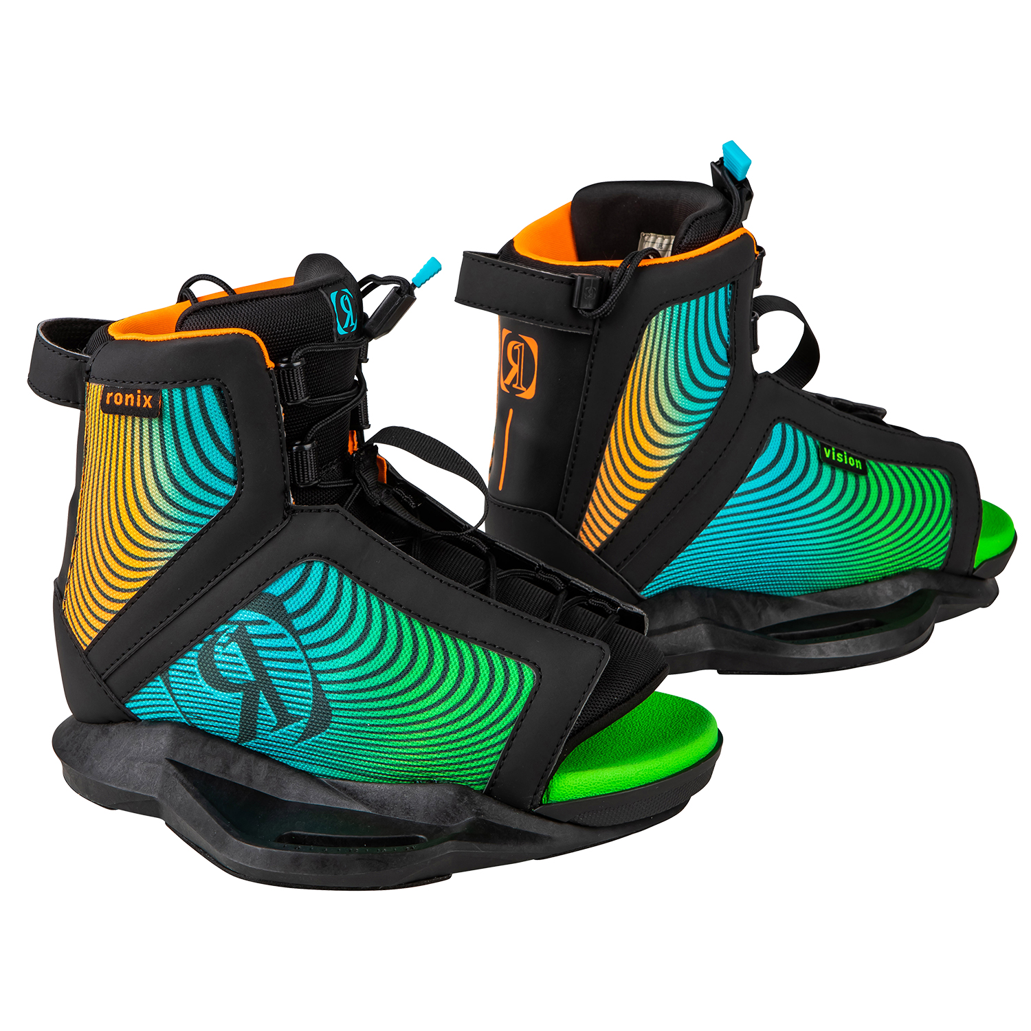 Ботинок Для Вейкборда Ronix Boy's 2022, Цвет Черный / Оранжевый / Зеленый