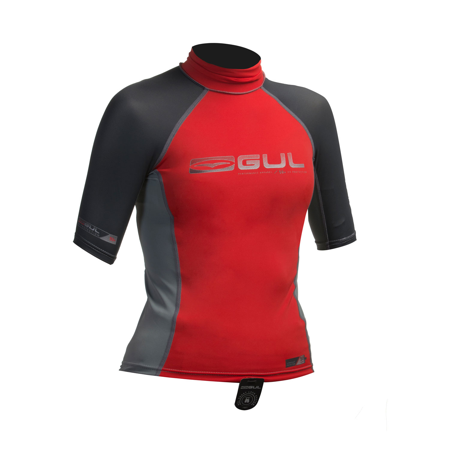 Gul Junior Rashguard С Коротким Рукавом - Красный / Темно-Серый