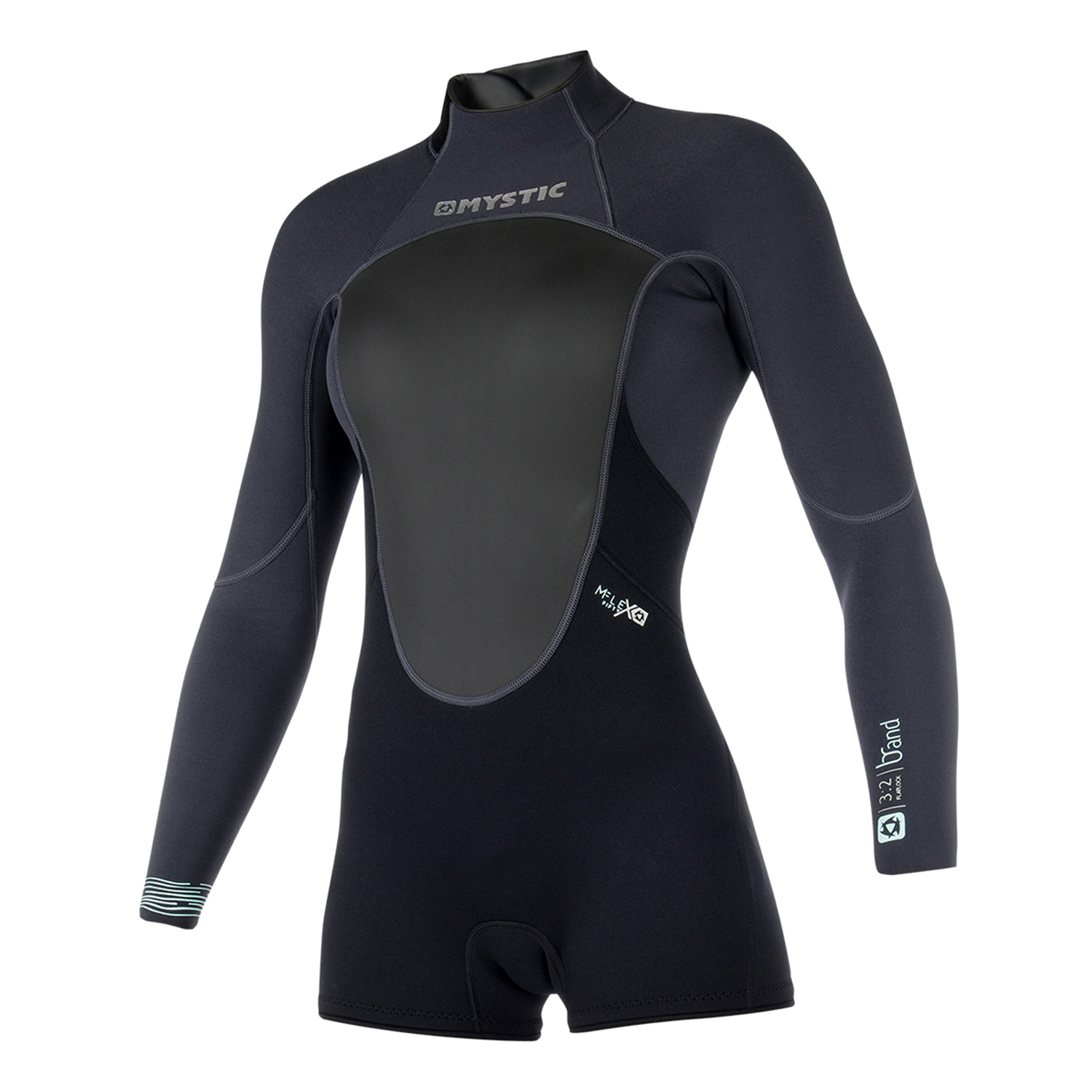Mystic Женский Бренд 3/2 Мм Back-Zip Longarm Короткий Гидрокостюм - Черный