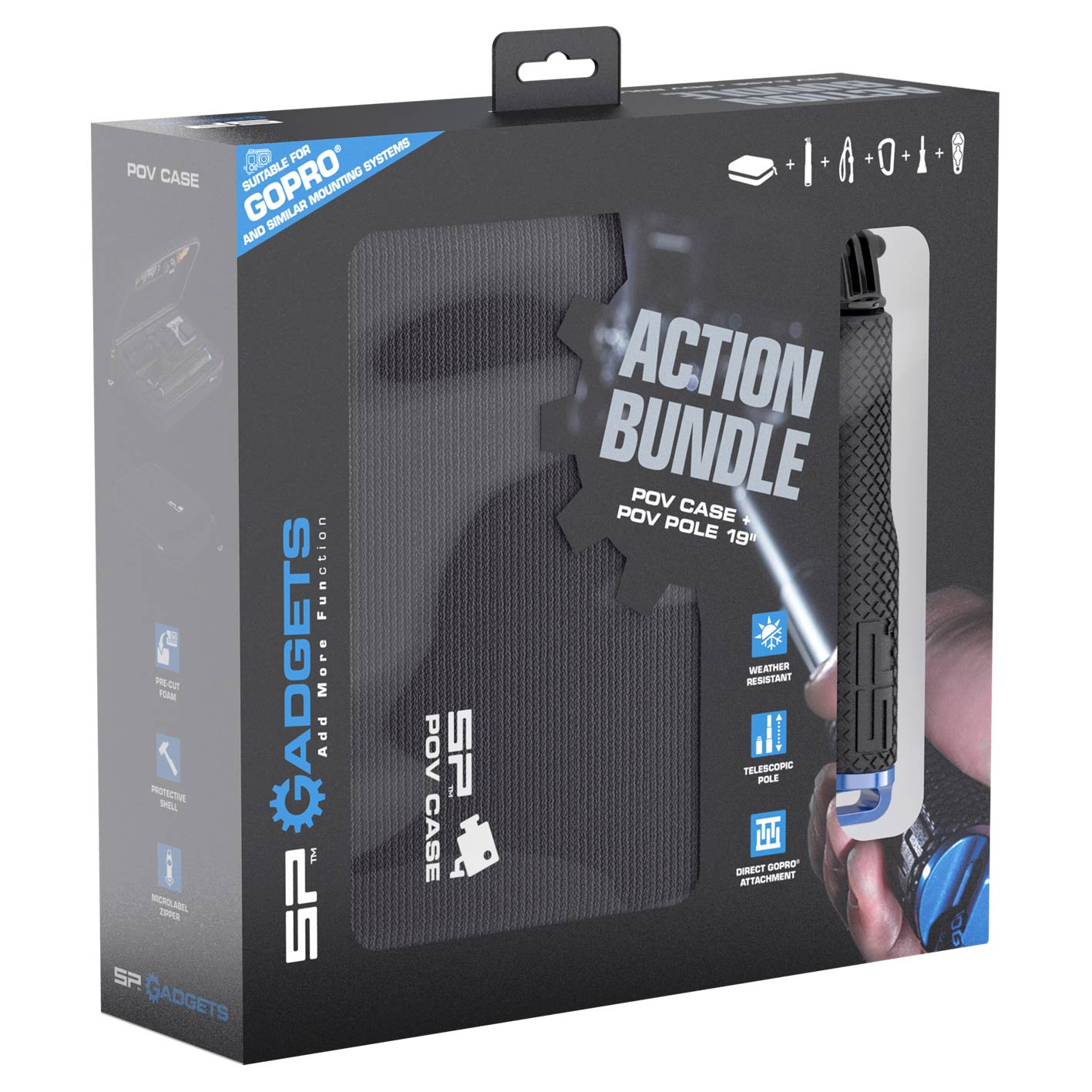 Sp Gadgets Action Bundle Pov Чехол И Столб 19 Дюймов - Черный