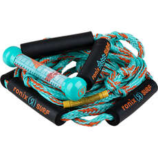 Ronix Kids Surf Rope С 8-Дюймовой Ручкой Hide Grip, 4-Секционная Полиэтиленовая Веревка - Аква