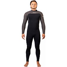Гидрокостюм Gul Flexor Yulex 5/4Mm С Потайным Швом И Застежкой-Молнией На Спине - Черно-Серый Fx1218