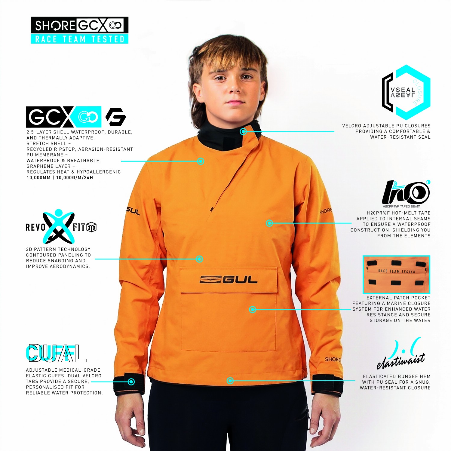 Навесное Покрытие Gul Junior Shore Recore Graphene Taped Spray Top 2026 - Orange St0030