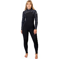 Гидрокостюм Gul Womens Flexor Yulex 5/4Mm Bs С Застежкой-Молнией На Груди - Черный / С Разбросанными Ладонями Fx1227