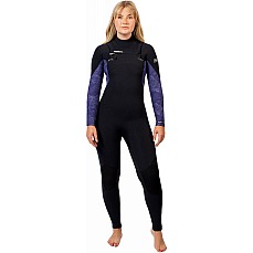Гидрокостюм Gul Womens Flexor Yulex 5/4Mm Bs С Застежкой-Молнией На Груди - Черный / Tie Bird Fx1227
