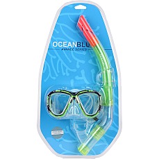 Детский Набор Для Подводного Плавания Ocean Blue Junior Avance С Маской И Трубкой - С Двумя Линзами - Зеленый Детский Набор Для Подводного Плавания Ocean Blue Junior Avance С Маской И Трубкой - С Двумя Линзами - Зеленый