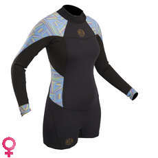 Gul Ladies Surflite 2-Миллиметровый Плоский Гидрокостюм С Капюшоном - Черный / Lines