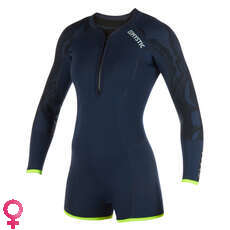 Mystic Womens Diva 3 / 2Mm Fzip Longarm Короткий Гидрокостюм - Темно-Синий / Лайм